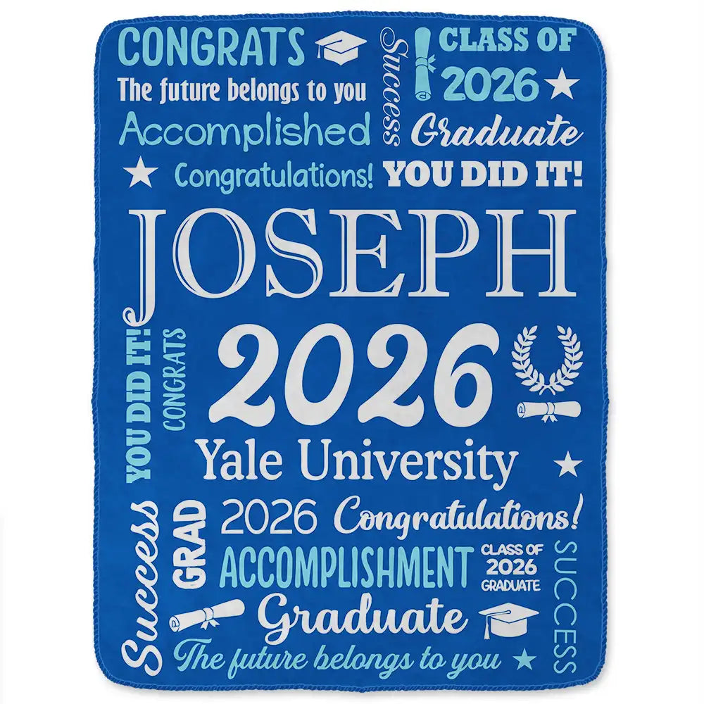 Graduation,Happy,Gift For Yourself,Gift For Men,Gift For Women,Gift For Daughter,Gift For Son,Gift For Bestie - Congrats Grad You Did It - Personalized Fleece Blanket, Sherpa Blanket