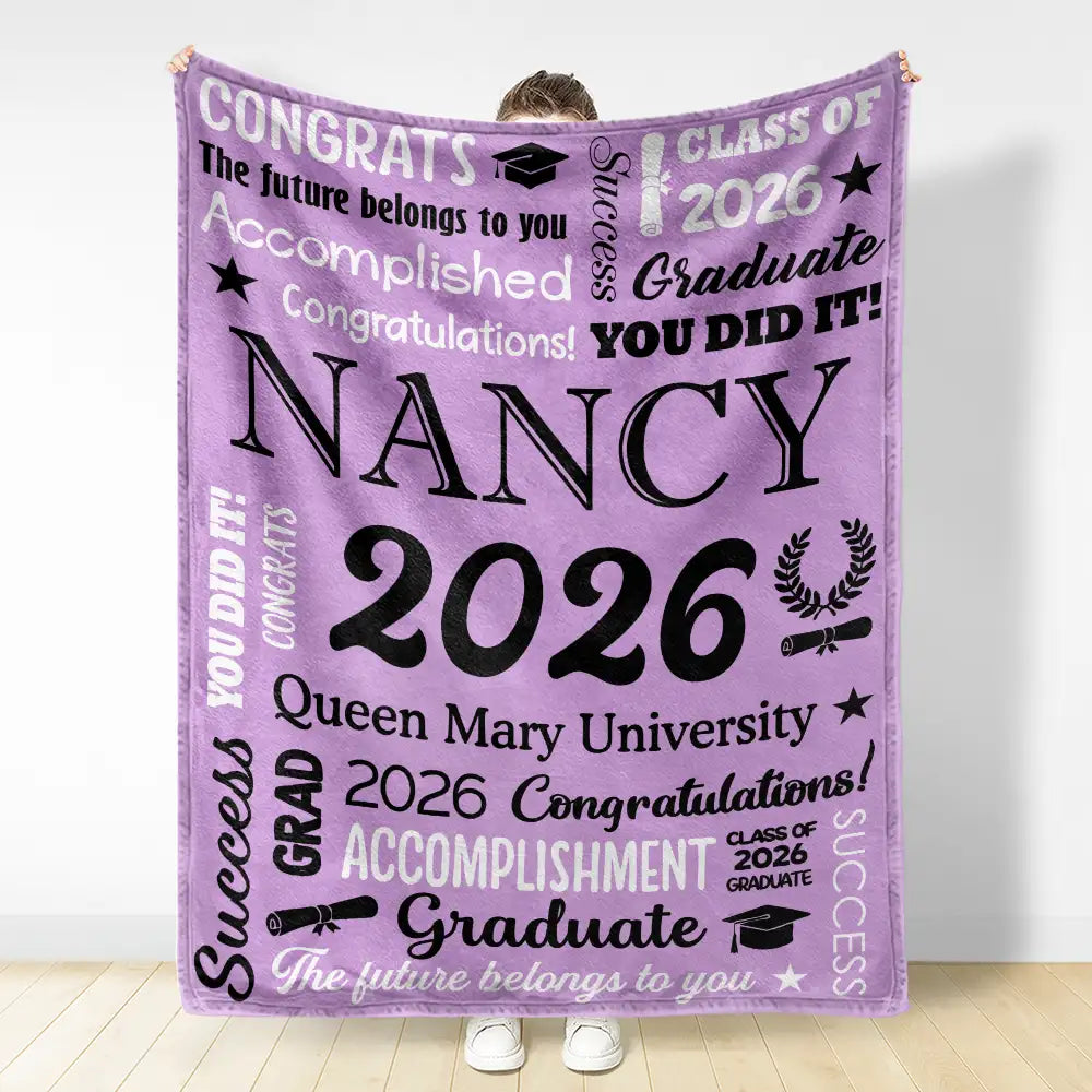 Graduation,Happy,Gift For Yourself,Gift For Men,Gift For Women,Gift For Daughter,Gift For Son,Gift For Bestie - Congrats Grad You Did It - Personalized Fleece Blanket, Sherpa Blanket