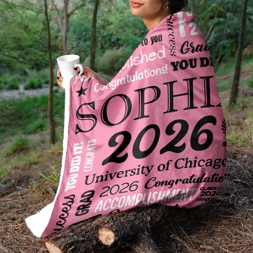 Graduation,Happy,Gift For Yourself,Gift For Men,Gift For Women,Gift For Daughter,Gift For Son,Gift For Bestie - Congrats Grad You Did It - Personalized Fleece Blanket, Sherpa Blanket