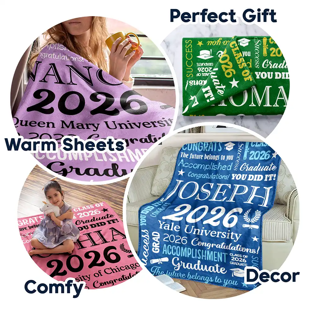 Graduation,Happy,Gift For Yourself,Gift For Men,Gift For Women,Gift For Daughter,Gift For Son,Gift For Bestie - Congrats Grad You Did It - Personalized Fleece Blanket, Sherpa Blanket