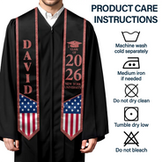Gift For Yourself,Graduation,Happy,Gift For Daughter,Gift For Son,Icon - So Proud Of Two Flags Graduation - Personalized Stoles