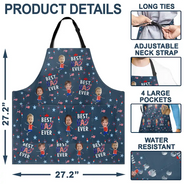 Gift For Mother,Gift For Grandma,Happy,Summer,Gift For Father,Gift For Grandpa,Independence Day,Photo,Icon,Humorous - Custom Photo Stars & Stripes Best Dad Mom Grandpa Grandma Ever - Personalized Apron