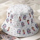 Gift For Mother,Gift For Grandma,Happy,Summer,Gift For Father,Gift For Grandpa,Independence Day,Photo,Icon,Humorous - Custom Photo Stars & Stripes Best Dad Mom Grandpa Grandma Ever - Personalized Bucket Hat