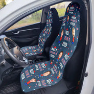 Gift For Father,Gift For Grandpa,Independence Day,Gift For Mother,Gift For Grandma,Photo,Icon,Humorous - Custom Photo Stars & Stripes Best Mom Dad Grandma Grandpa Ever - Personalized Car Seat Cover