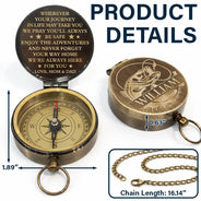 Gift For Husband,Gift For Boyfriend,Gift For Men,Gift For Father,Gift For Grandpa,Gift For Son,Gift For Brothers,Icon,Cozy - Enjoy The Adventures Fishing Lover - Personalized Engraved Brass Compass
