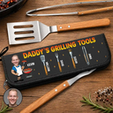Gift For Father,Gift For Grandpa,Grandpa's Hobby,Dad's Hobby,Grilling,Non-Eng,Photo,Icon,Humorous - Custom Photo Daddy Papa Grilling Tools - Personalized BBQ Tool Set With Storage Bag