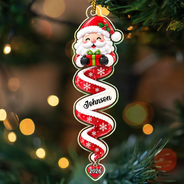 Christmas,Family,Icon,Playful,Top Market - Christmas Gift For Kids Family Friends - Personalized Name & Character Santa Snowman Reindeer Spiral Acrylic Ornament