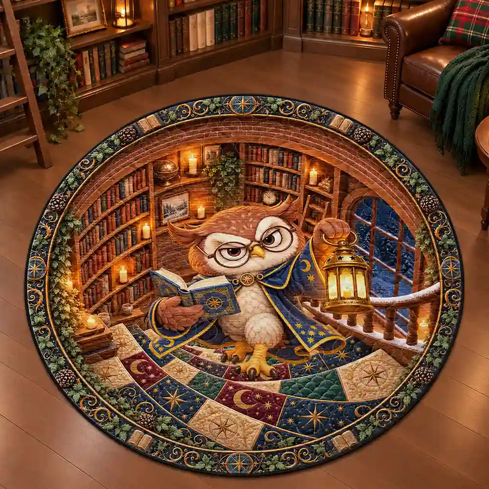 Christmas,Cozy,Gift For Women,Gift For Yourself,Gifts For Her,Icon,Reading - Gift For Book Lover Reader Bookworm - Personalized Dragon Cat Owl Reading In Spiral Library Rug