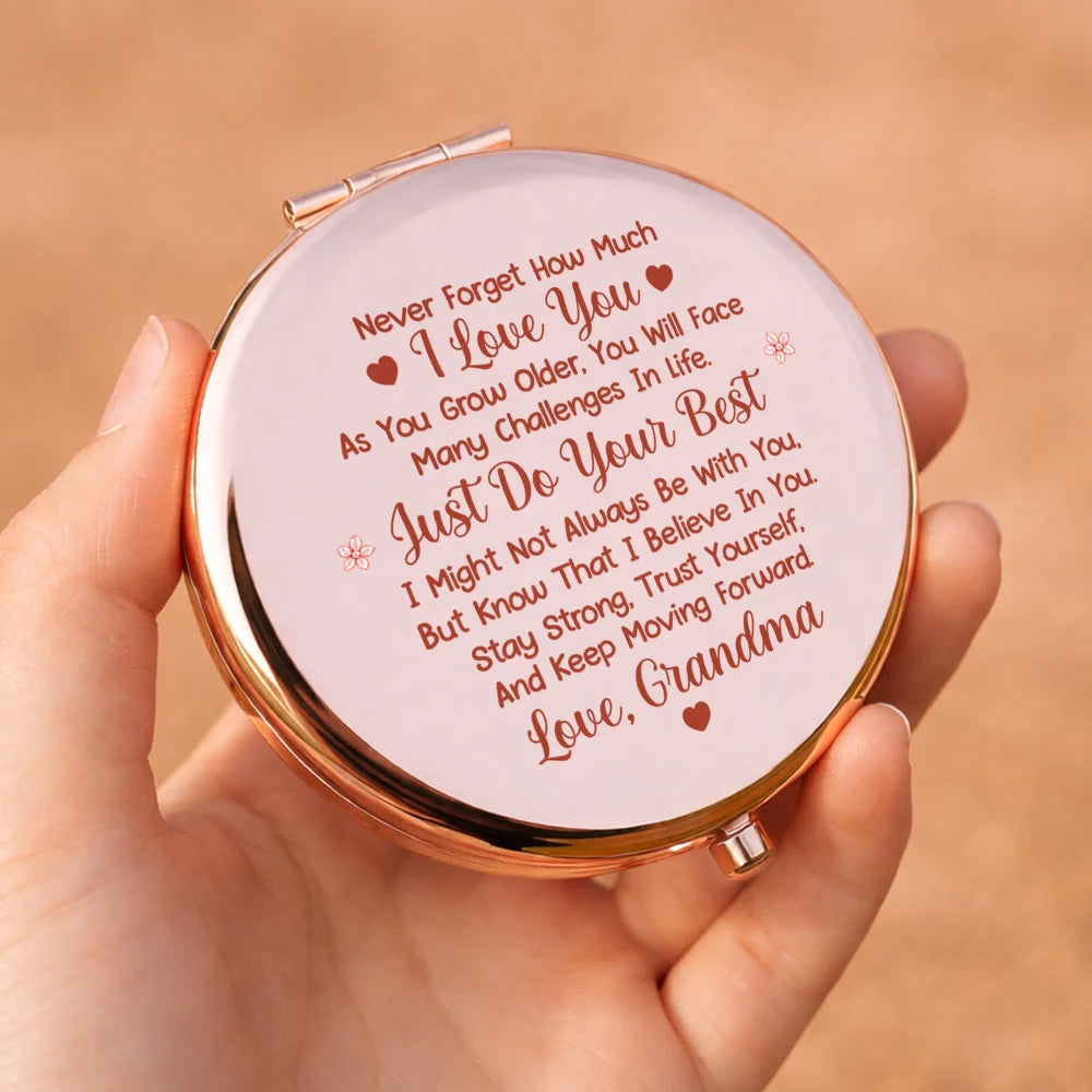 Christmas,Gift For Granddaughter,Gift For Grandkids,Gifts For Her,Icon,Sentimental,Top Market - To My Granddaughter Birthday Gift - Personalized Stainless Steel Alphabet Compact Mirror