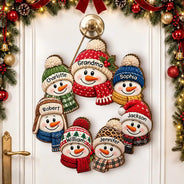 Christmas, Family, Grandparents, Happy, Icon, Top Market - Christmas Decor For Grandparents - Personalized Snowman Wreath Wood Sign