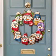 Christmas, Family, Grandparents, Happy, Icon, Top Market - Christmas Decor For Grandparents - Personalized Snowman Wreath Wood Sign