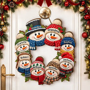 Christmas, Family, Grandparents, Happy, Icon, Top Market - Christmas Decor For Grandparents - Personalized Snowman Wreath Wood Sign