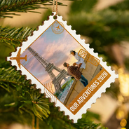 Christmas,Custom Photo,Family,Happy,Top Market,Travel,Upload Full Photo - Family Travel Christmas Gift - Personalized Custom Photo Postage Stamp Wooden Ornament