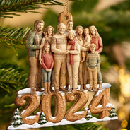 Art Design,Christmas,Custom Photo,Family,Happy,Photo - Wooden Effect - Christmas Gift For Family - Personalized Custom Photo Carving Effect Wooden Ornament