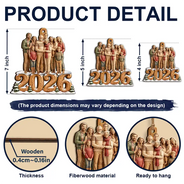 Art Design,Christmas,Custom Photo,Family,Happy,Photo - Wooden Effect - Christmas Gift For Family - Personalized Custom Photo Carving Effect Wooden Ornament