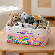 Christmas,Gift For Kids,Icon,Playful - Gift For Kids Grandkids - Personalized Name Art & Scraft Supplies With Rainbow Storage Basket