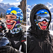 Christmas,Humorous,Icon,Skiing - Winter Skiing Gag Gift For Friends - Personalized Bold Illustration, Rave Art, 3D Realistic Funny Face Balaclava Face Mask