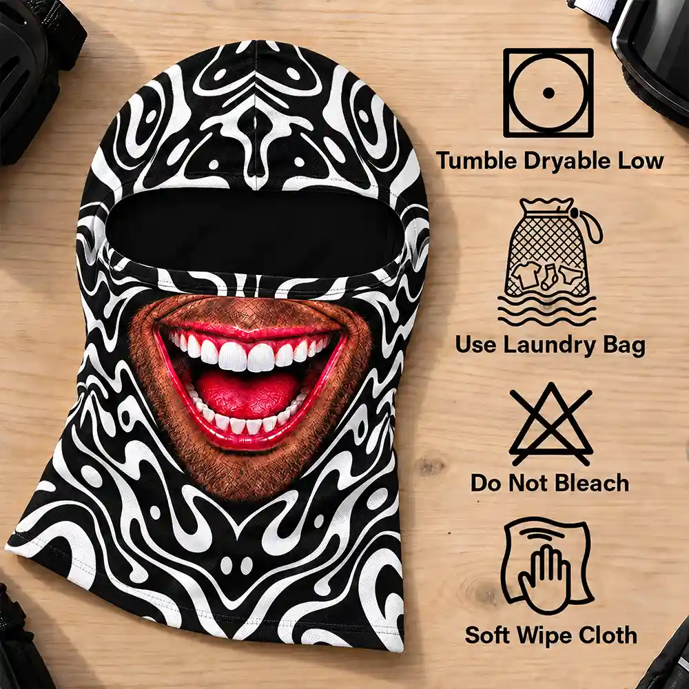 Christmas,Humorous,Icon,Skiing - Winter Skiing Gag Gift For Friends - Personalized Bold Illustration, Rave Art, 3D Realistic Funny Face Balaclava Face Mask