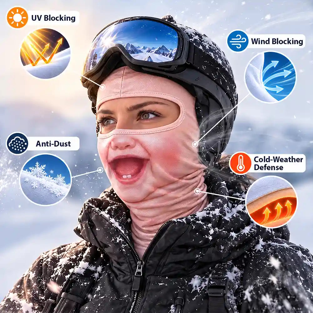 Christmas,Humorous,Icon,Skiing,Top Market - Winter Skiing Gag Gift For Friends, Matching Gear For Couple - Personalized 3D Realistic Funny Baby Face Balaclava Face Mask