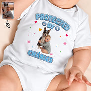 Adorable,Art Design,Custom Photo,New Baby,Pet Lovers,Photo - Cartoon Portrait - Baby Shower Gift For New Mom - Personalized Custom Photo Protected By Cartoon Pet Baby Onesie