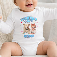 Adorable,Art Design,Custom Photo,New Baby,Pet Lovers,Photo - Cartoon Portrait - Baby Shower Gift For New Mom - Personalized Custom Photo Protected By Cartoon Pet Baby Onesie