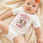Adorable,Art Design,Custom Photo,New Baby,Pet Lovers,Photo - Cartoon Portrait - Baby Shower Gift For New Mom - Personalized Custom Photo Protected By Cartoon Pet Baby Onesie