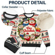 Christmas,Family,Grandparents,Happy,Icon - Christmas Gift For Grandparents - Personalized Snowman Wreath Unisex Ugly Sweater