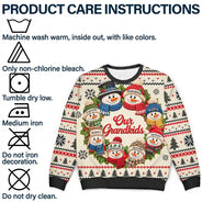 Christmas,Family,Grandparents,Happy,Icon - Christmas Gift For Grandparents - Personalized Snowman Wreath Unisex Ugly Sweater
