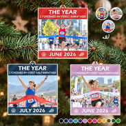 Christmas,Custom Photo,Gift For Yourself,Gifts For Her,Gifts For Him,Inspirational,Running,Top Market,Upload Full Photo - Christmas Gift For Runner - Personalized Custom Photo And Date First Marathon Finisher Acrylic Ornament