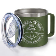 Gift For Brothers, Gift For Bestie, Gift For Men - Congrats On Being My Brother You Lucky Man - Personalized 14oz Stainless Steel Tumbler With Handle