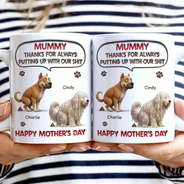 Cat Dad,Cat Mom,Cat Lovers,Dog Lovers,Dog Mom,Dog Dad,Pet Lovers,Pet Mom,Pet Dad,Funny,Top Market - 3D Inflated Effect Dog Cat Thanks For Always Putting Up - Personalized White Edge-to-Edge Mug