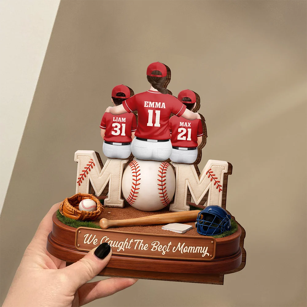 Gift For Mother,Gift For Father,Baseball,Gift For Women,Retirement,Top Market,Happy - 3D Effect Baseball We Caught The Best Mom Dad - Personalized Custom Shaped Wooden Plaque