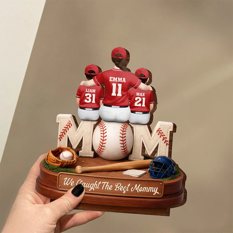 Gift For Mother,Gift For Father,Baseball,Gift For Women,Retirement,Top Market,Happy - 3D Effect Baseball We Caught The Best Mom Dad - Personalized Custom Shaped Wooden Plaque