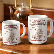 Cat Dad,Cat Mom,Cat Lovers,Dog Lovers,Dog Mom,Dog Dad,Pet Lovers,Pet Mom,Pet Dad,Funny,Top Market - 3D Inflated Effect Dog Cat Thanks For Always Putting Up - Personalized White Edge-to-Edge Mug