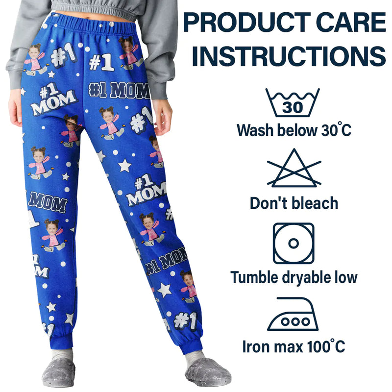 Gift For Father, Gift For Mother - Custom Photo Funny Kids #1 Dad #1 Mom - Personalized Pajama Pants