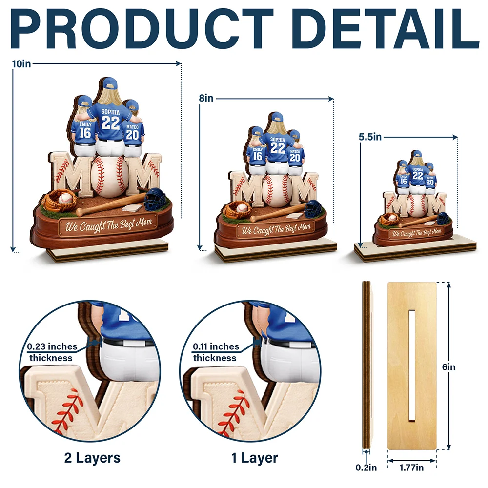 Gift For Mother,Gift For Father,Baseball,Gift For Women,Retirement,Top Market,Happy - 3D Effect Baseball We Caught The Best Mom Dad - Personalized Custom Shaped Wooden Plaque