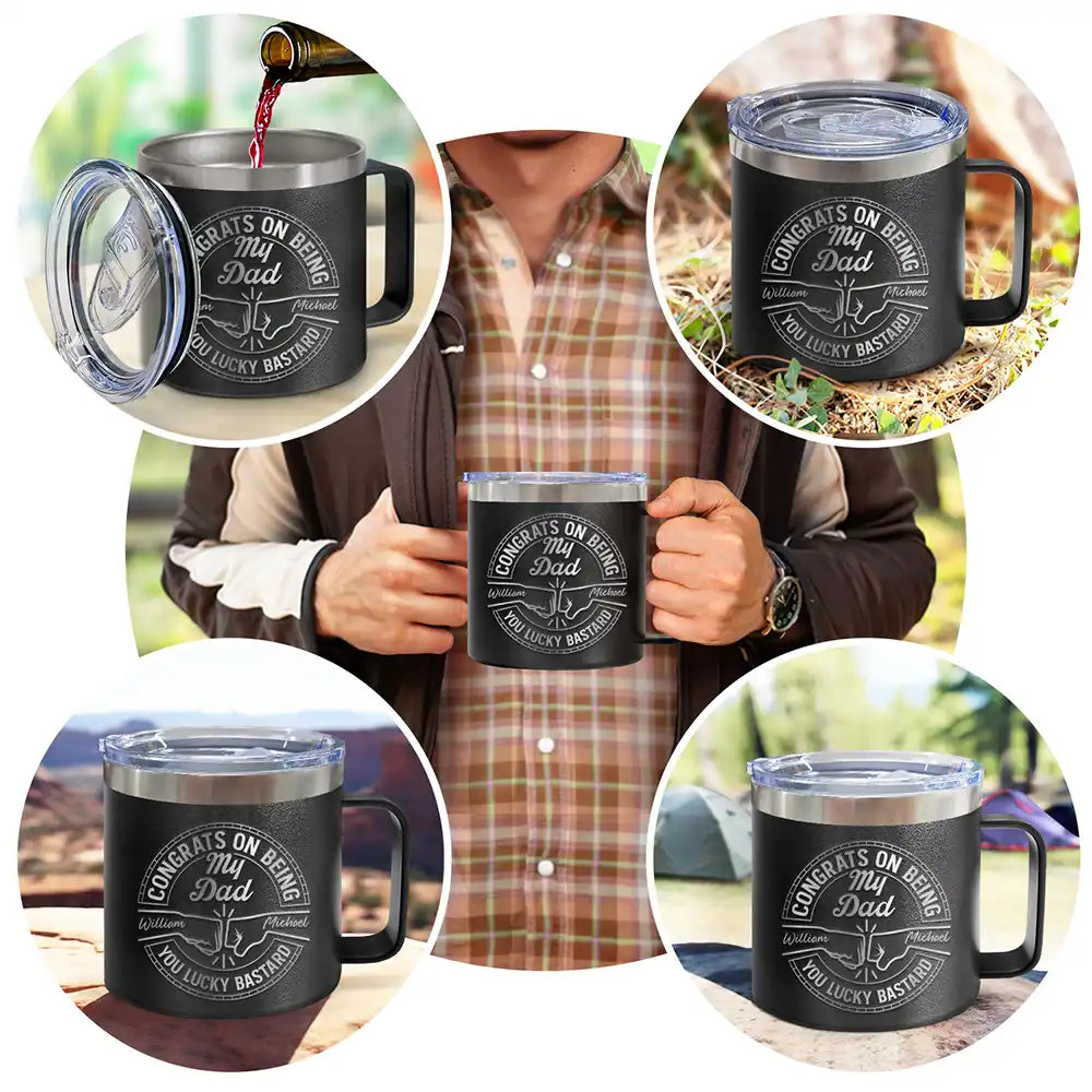 Gift For Brothers, Gift For Bestie, Gift For Men - Congrats On Being My Brother You Lucky Man - Personalized 14oz Stainless Steel Tumbler With Handle
