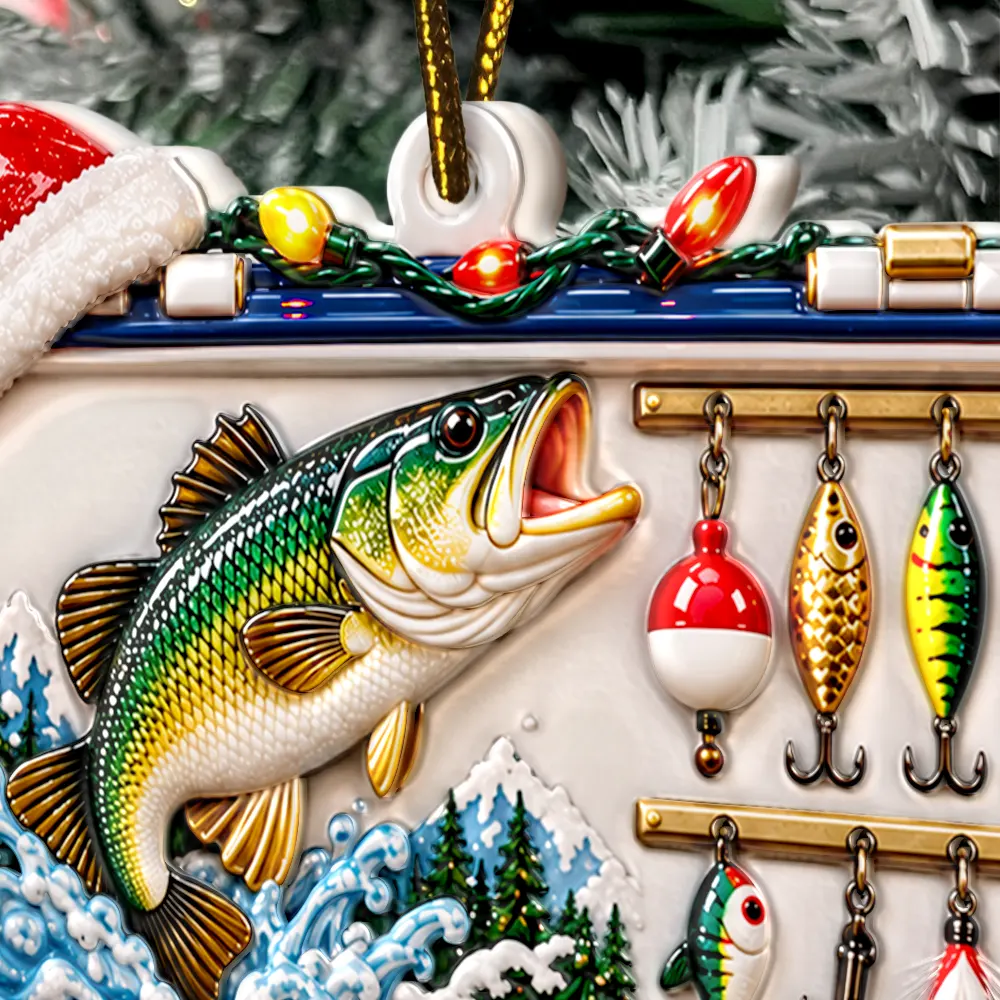 Christmas,Custom Text,Fishing,Gift For Men,Gift For Yourself,Gifts For Him,Happy,Top Market - Christmas Gift For Fisherman - Personalized Fishing Tackle Box Embossed Ornament