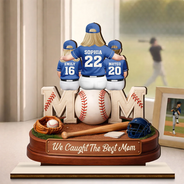 Gift For Mother,Gift For Father,Baseball,Gift For Women,Retirement,Top Market,Happy - 3D Effect Baseball We Caught The Best Mom Dad - Personalized Custom Shaped Wooden Plaque