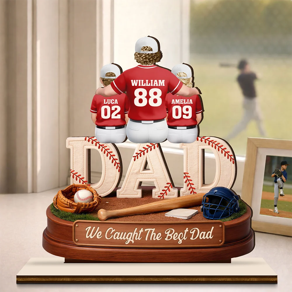 Gift For Mother,Gift For Father,Baseball,Gift For Women,Retirement,Top Market,Happy - 3D Effect Baseball We Caught The Best Mom Dad - Personalized Custom Shaped Wooden Plaque
