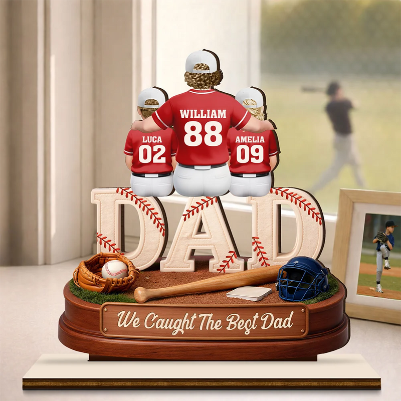 Gift For Mother,Gift For Father,Baseball,Gift For Women,Retirement,Top Market,Happy - 3D Effect Baseball We Caught The Best Mom Dad - Personalized Custom Shaped Wooden Plaque