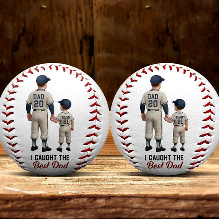 Baseball I Caught The Best Dad - Personalized Baseball, Softball