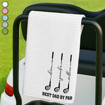 Best Dad Grandpa By Par Golf Clubs - Personalized Golf Towel