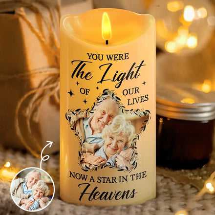 Custom Photo Memorial You Were The Light Of Our Lives - Personalized Flameless LED Candle