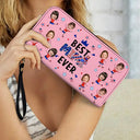 Gift For Mother,Gift For Grandma,Happy,Summer,Independence Day,Photo,Icon,Humorous - Custom Photo Stars & Stripes Best Mom Grandma Ever - Personalized Leather Long Wallet