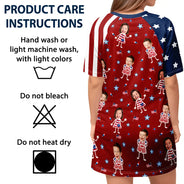 Gift For Mother,Gift For Grandma,Happy,Independence Day,Non-Eng,Photo,Icon,Humorous - Custom Photo Stars & Stripes This Mom Grandma Belongs To - Personalized Women's Sleep Tee