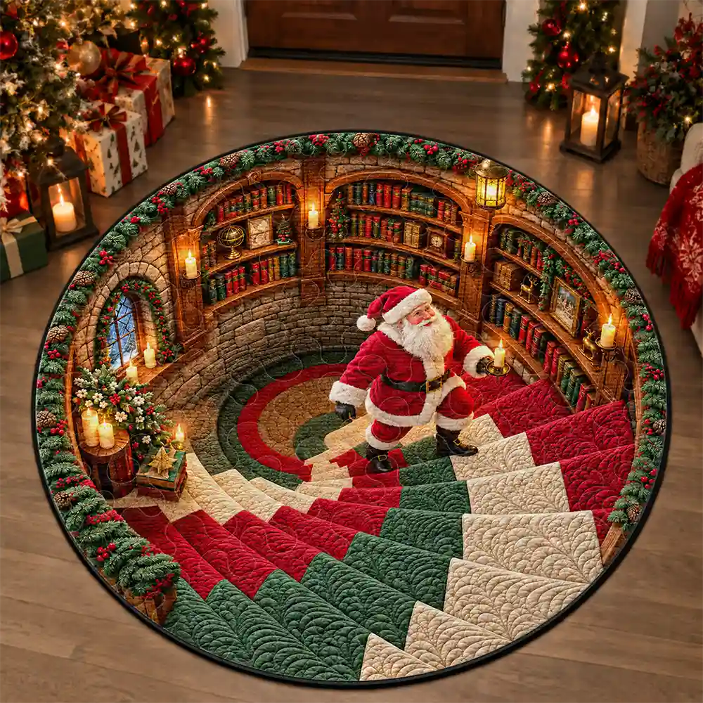 Top Market,Playful,Christmas,Family,Icon - Santa Gingerbread Elf Gnome Christmas Theme Faux Quilt Effect Gift Home Decor For Family - Personalized Custom Shaped Rug