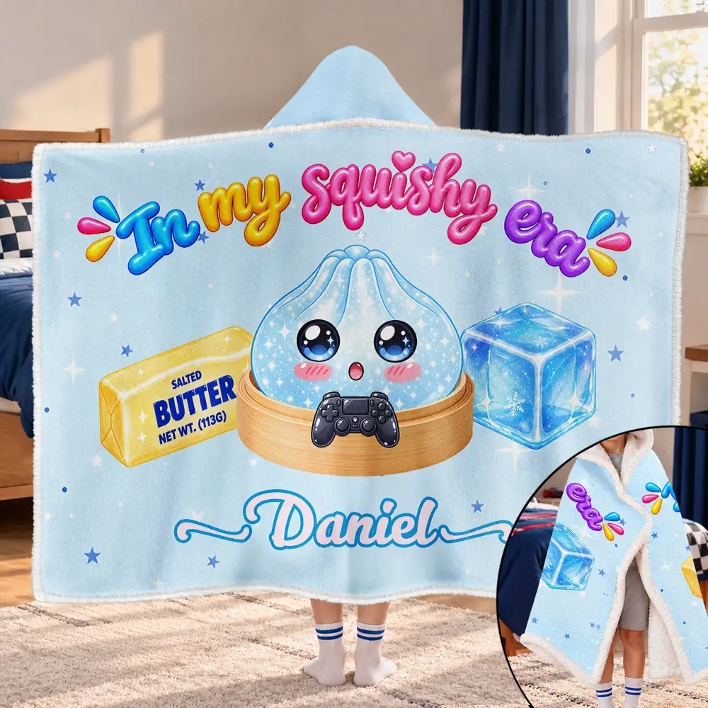 Christmas,Gift For Kids,Icon,Playful - Christmas Gift For Girls Squishy Lover - Personalized Name The Year Of Squishy Hunting Wearable Hooded Blanket