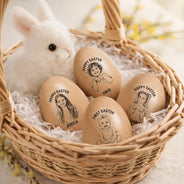 Grandpa,Grandkids,Gift For Kids,Grandma,Gift For Grandkids,Parents,Dad,Children,Mom - Children,Easter - Custom Photo Pencil Sketch Happy Kids Easter - Personalized Musical Wooden Easter Egg Shaker