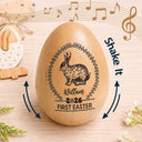Gift For Kids,Grandma,Grandkids,Gift For Grandkids,Dad,Children,Mom,Easter,Happy - First Easter Bunny With Laurel Wreath - Personalized Musical Wooden Easter Egg Shaker